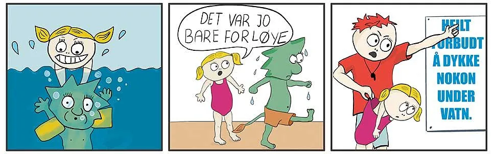 Tegneseriestripe om badevett